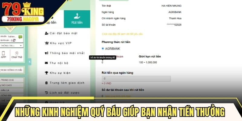 Những kinh nghiệm quý báu giúp bạn nhận tiền thưởng nhanh tại 79KING