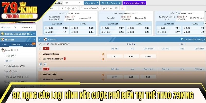 Đa dạng các loại hình kèo cược phổ biến tại thể thao 79KING
