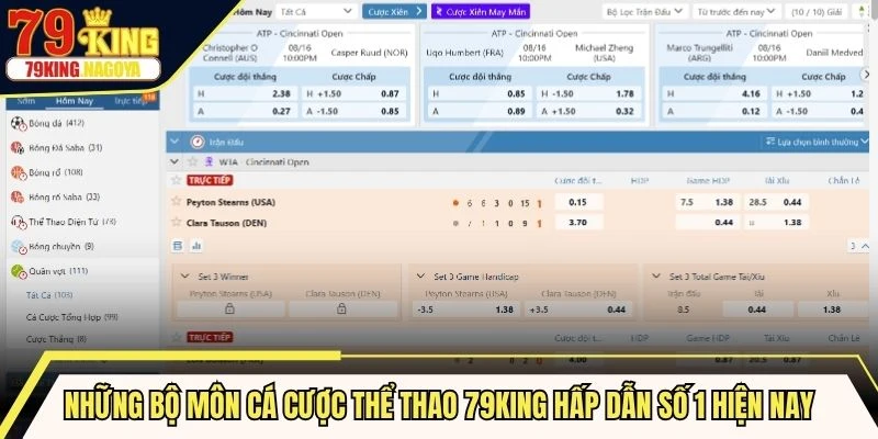 Những bộ môn cá cược thể thao 79KING hấp dẫn số 1 hiện nay